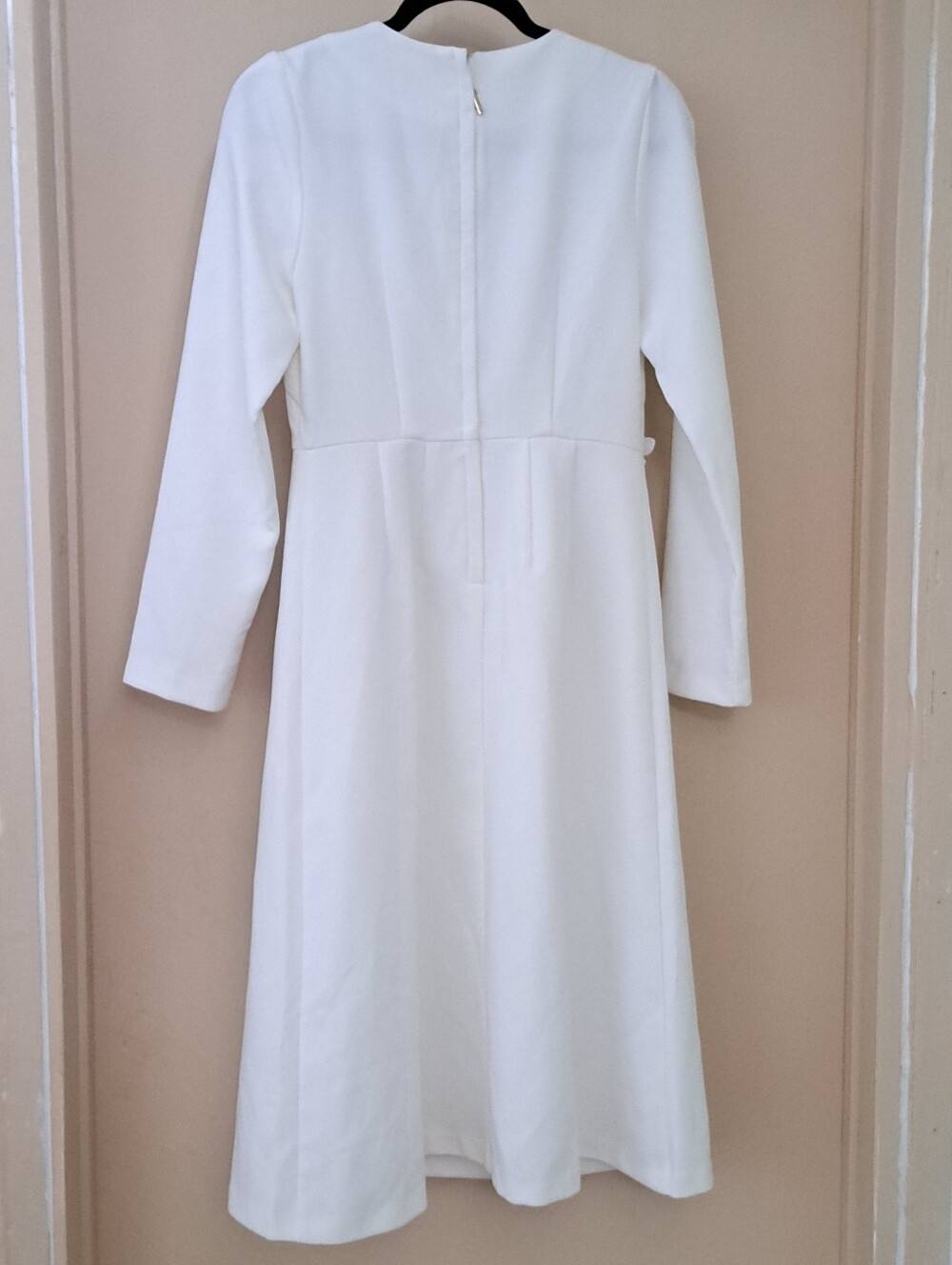 Moonaa Liisaa White Embroidered Applique Long Sleeve Midi Dress Womens Medium - Picture 3 of 5